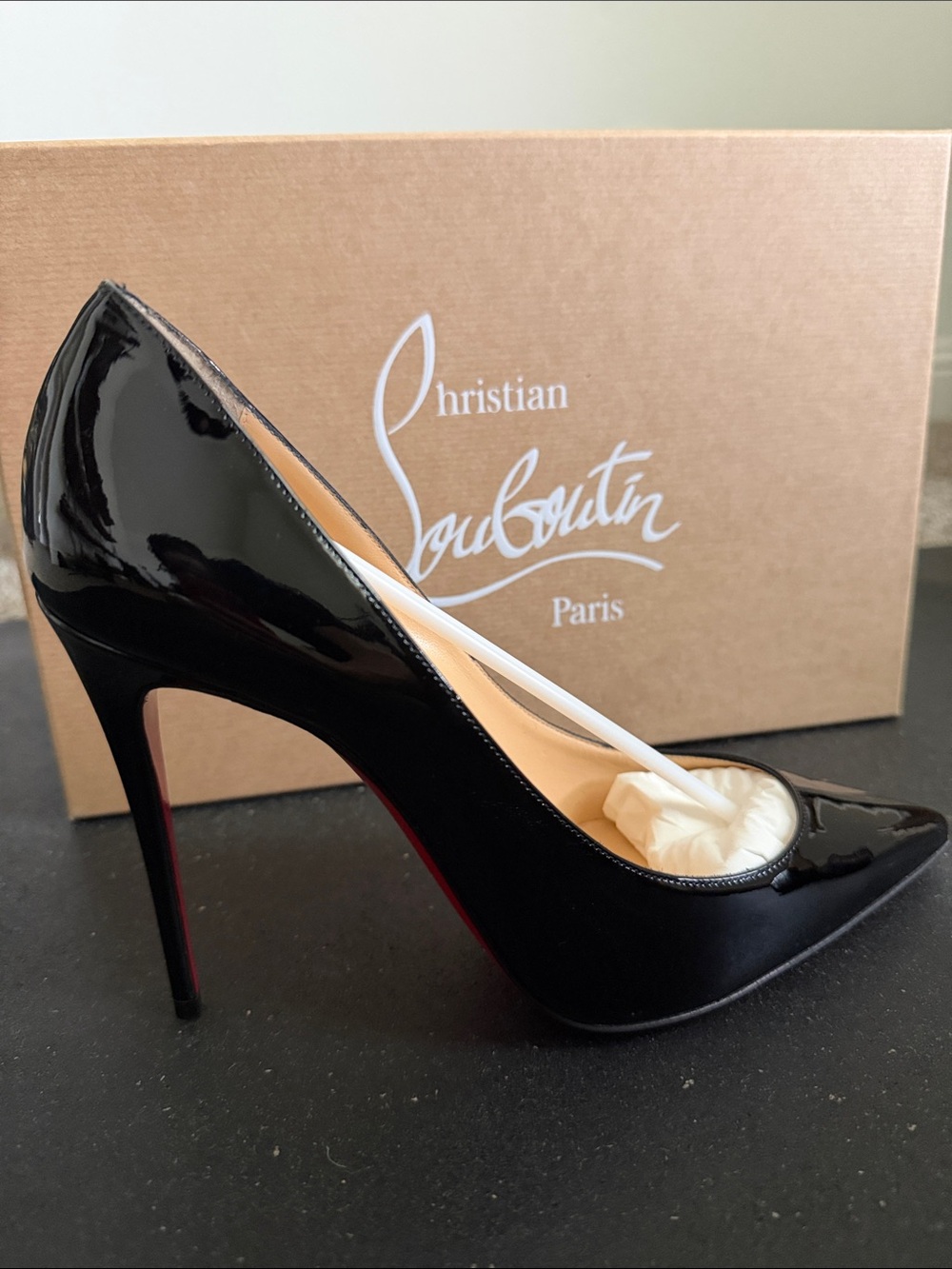Christian Louboutin Kate 100 Black Patent Stiletto Pumps